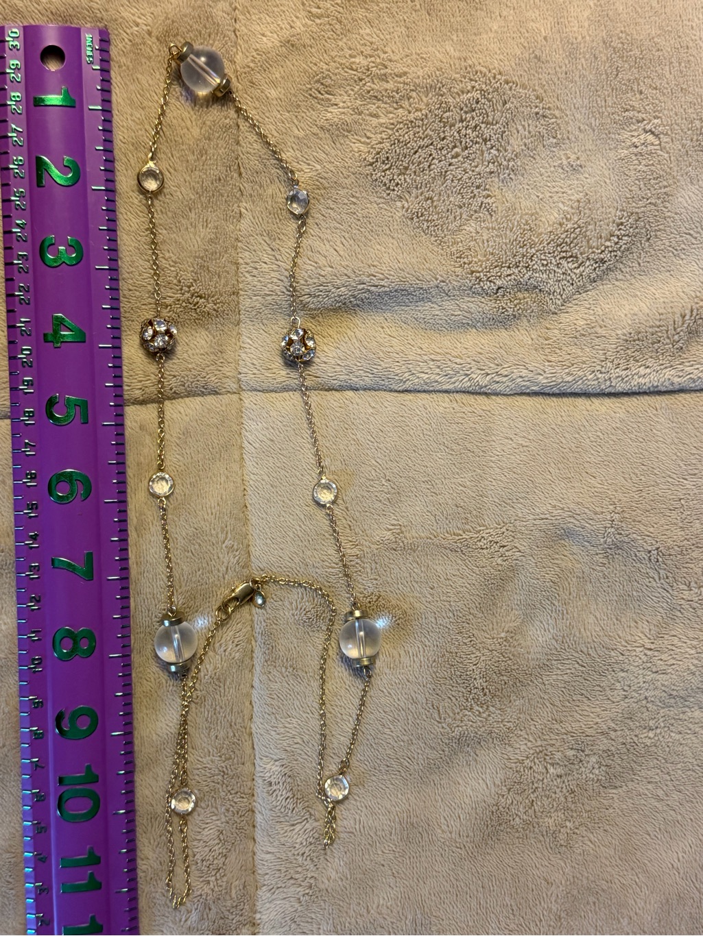 J. Crew Gold-Tone Necklace With Clear Beads And Crystal Stations